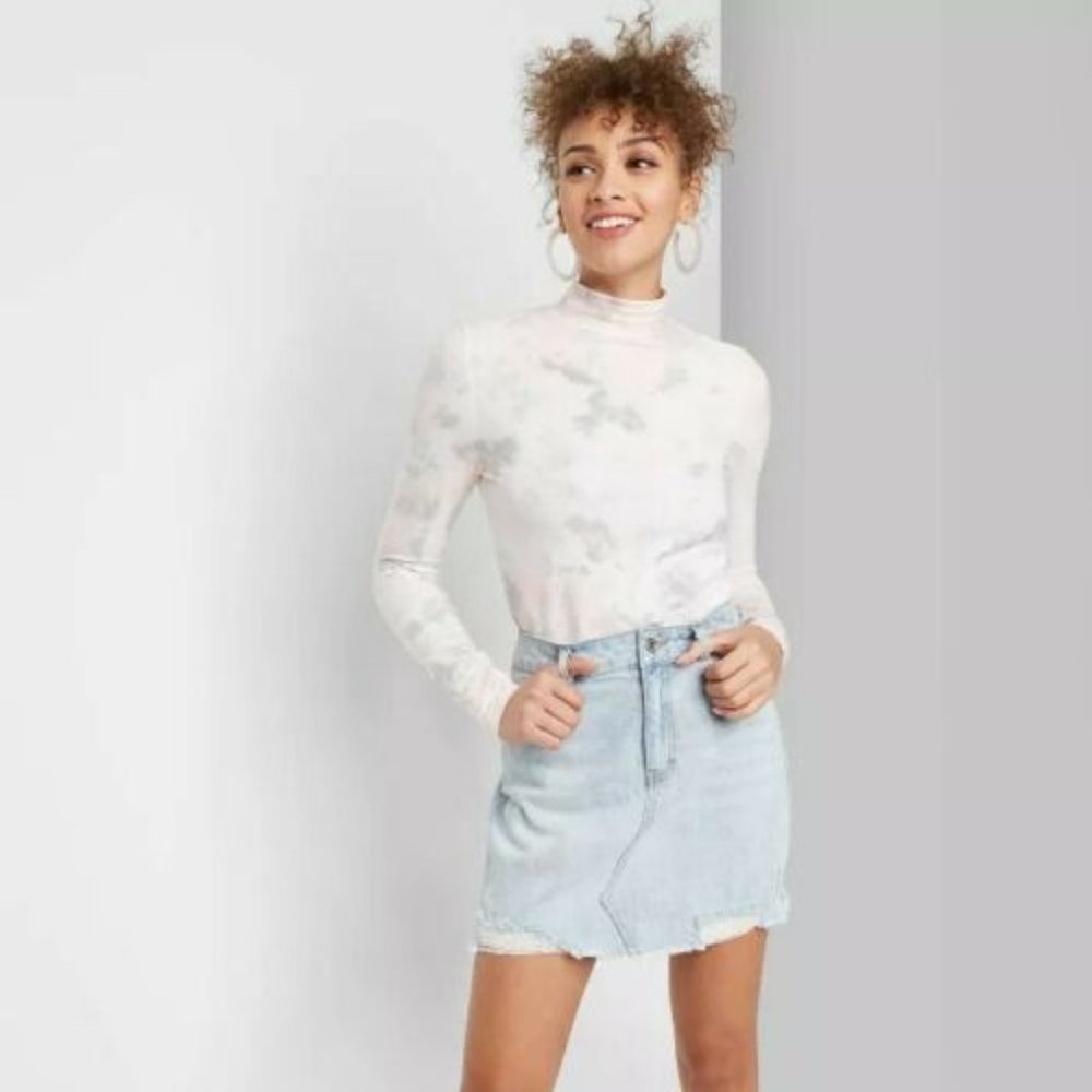 Wild Fable High Rise Distressed Denim Mini Skirt